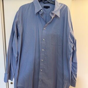 Lands' End Men's Blue Plaid Button Down Shirt 18.5/36